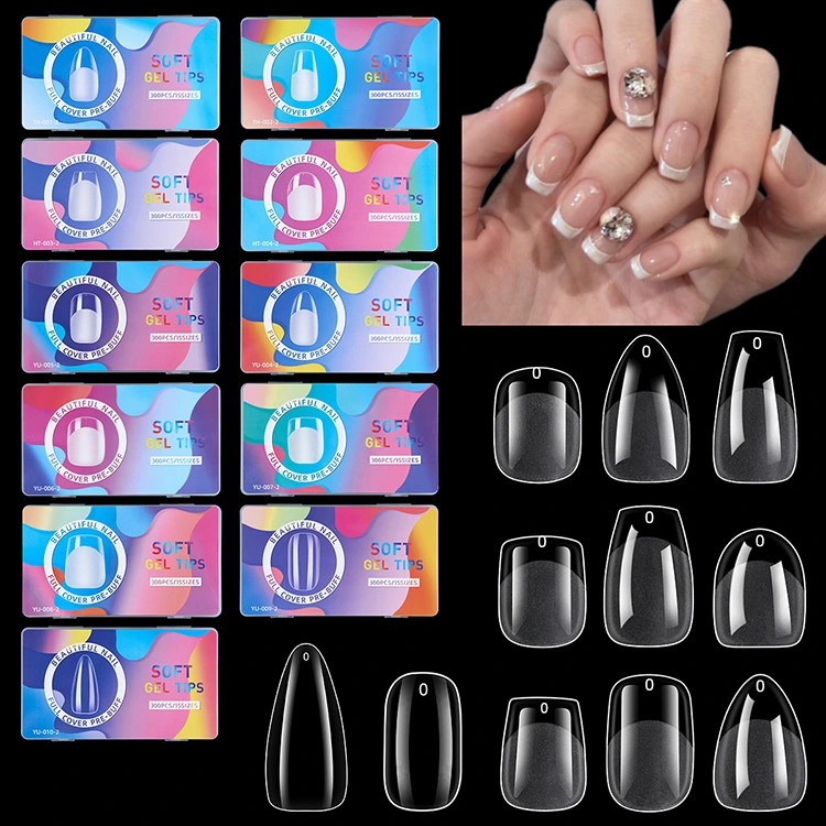 Dicas de gel macio de 15 size - Extensões de unhas de capa completa