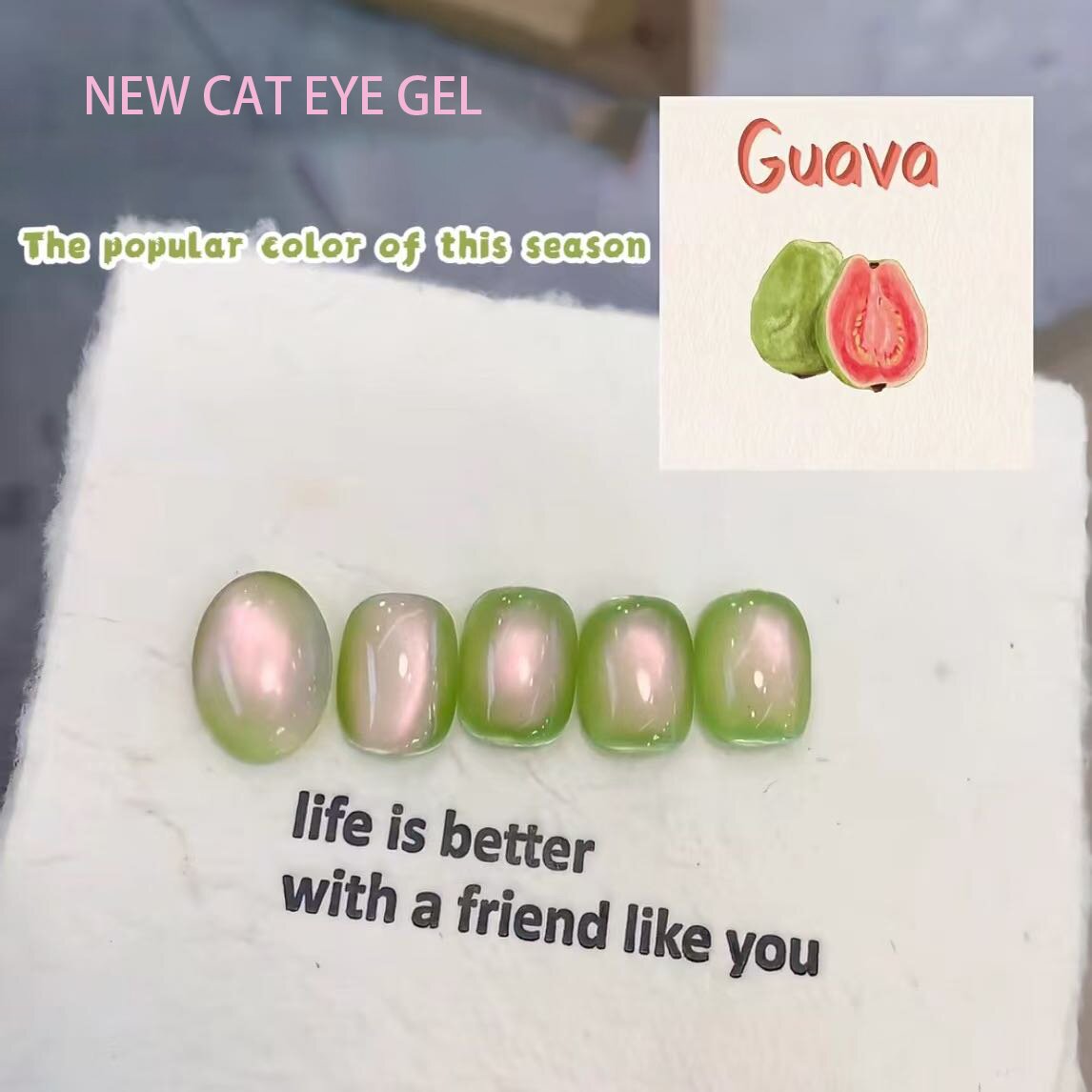 O esmalte de gel de gato inspirado em goiaba toma o centro do palco em moda de unha