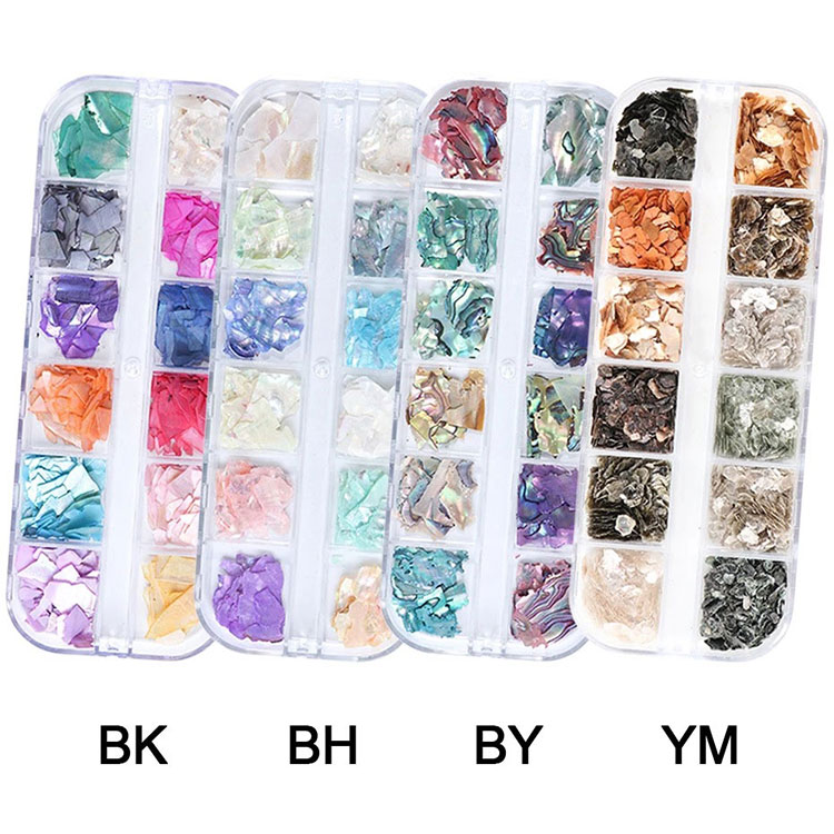 Decorações irregulares de Nail Art com concha de abalone 3d