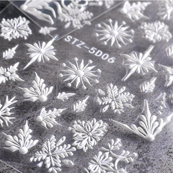 Adesivos de arte em unhas com floco de neve 5D