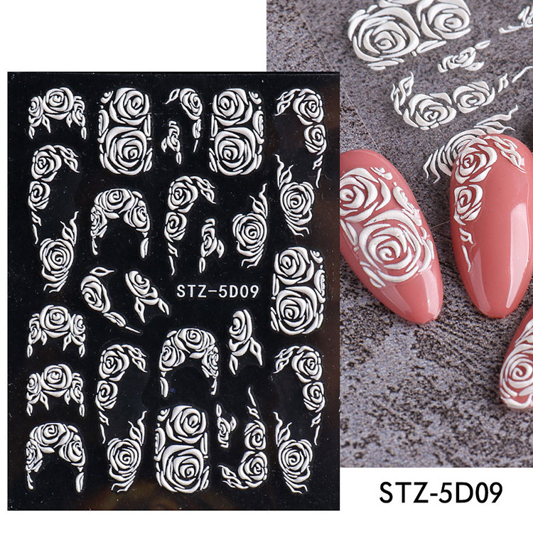 Adesivos de Nail Art 5d brancos