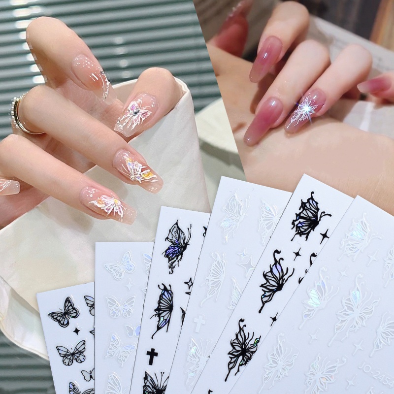 Adesivos de arte em unhas de borboleta