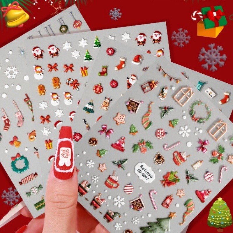 Decalques de adesivos de nail art de Natal