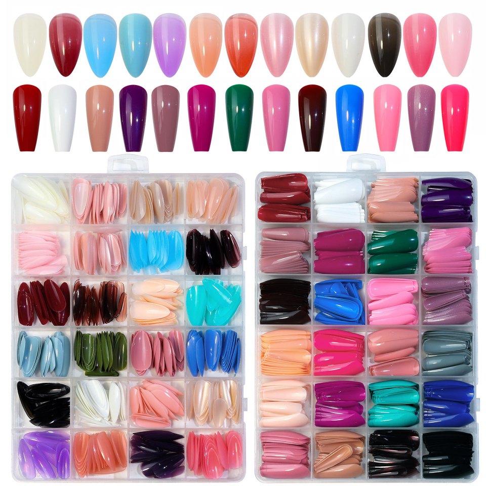pontas de unhas postiças coloridas