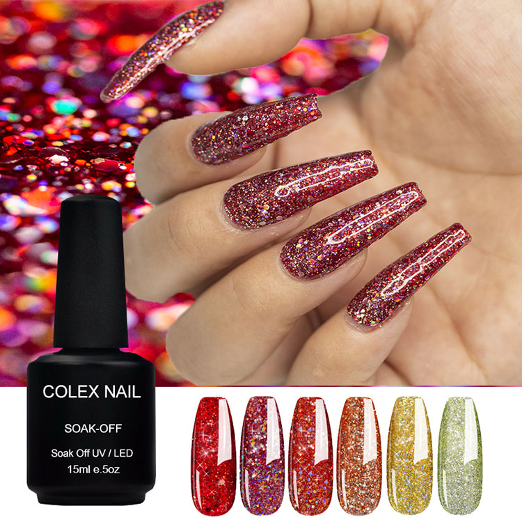 Polimento de gel de glitter multicolorido criativo