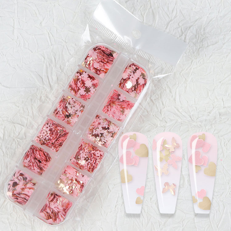 Lantejoulas com glitter para unhas de flores