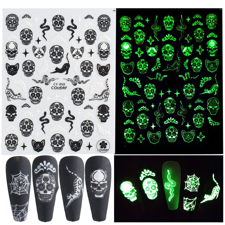 Adesivos luminosos para unhas de Halloween