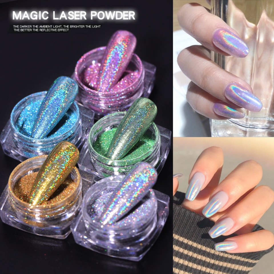 Pó de glitter arco-íris laser