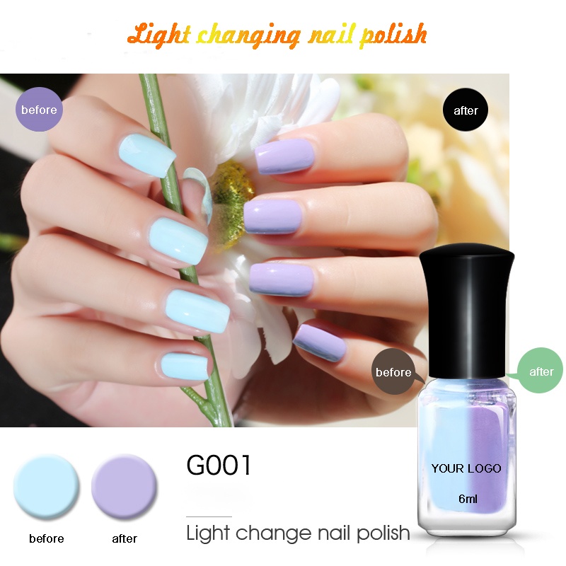 Esmalte de unhas com mudança de cor clara