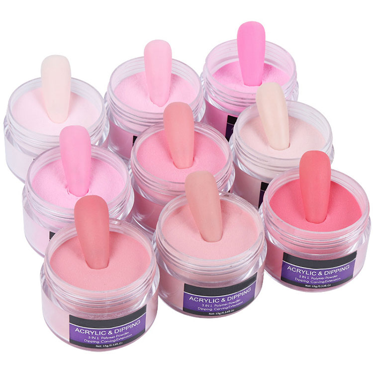 Pó acrílico para unhas em pó transparente rosa