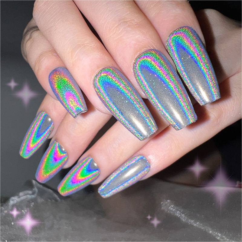 Pó para unhas com espelho arco-íris
