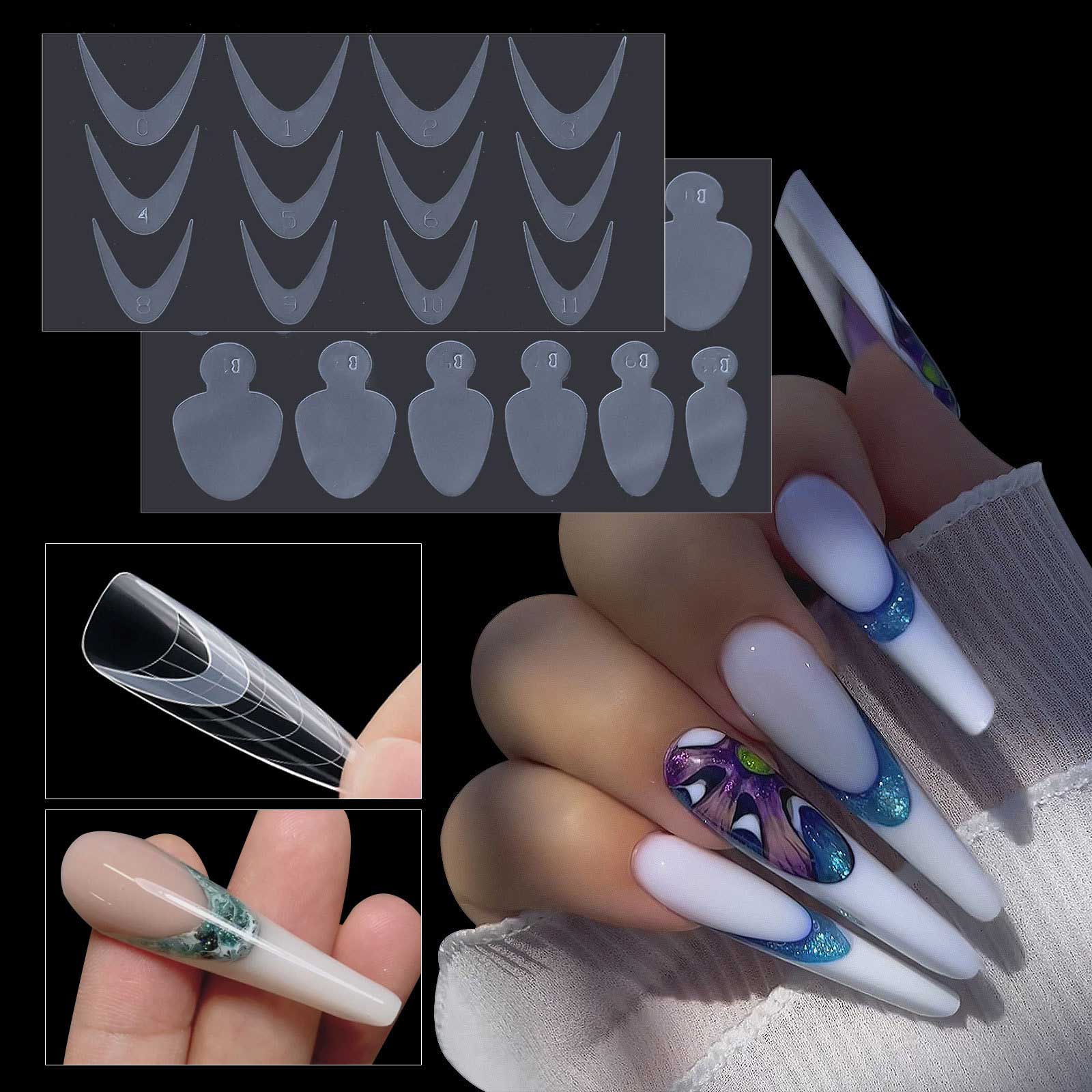 Adesivos de manicure francesa de silicone para molde de unhas